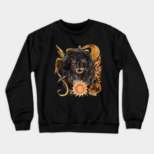 Zodiac Sign Leo Black Lion Art Crewneck Sweatshirt